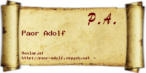 Paor Adolf névjegykártya